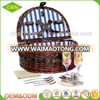 Handwoven eco-friendly cheap antique mini wicker oval picnic basket for 2 persons