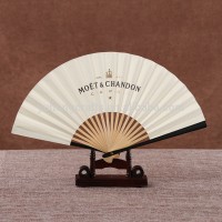 customized plain bamboo single side paper hand fan