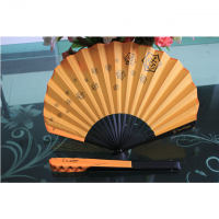 Chinese folding hand fan with black bamboo ribs